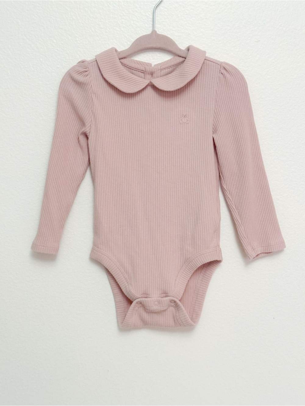 GAP Long-Sleeve Ribbed One-Piece in Dusty Pink